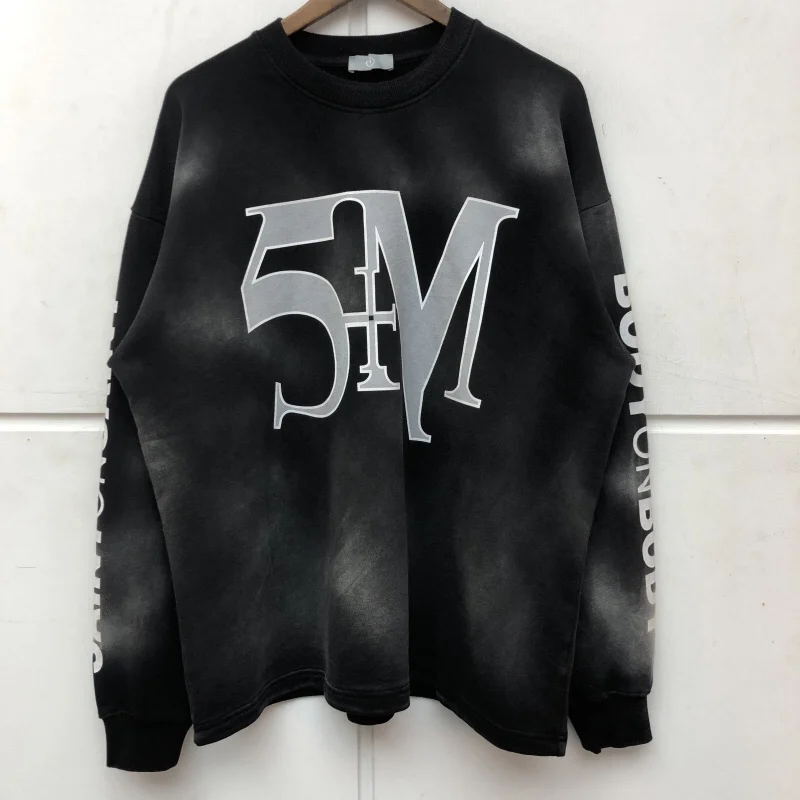 

Washed Heavy Fabric 5M Letter Print Sweatshirts