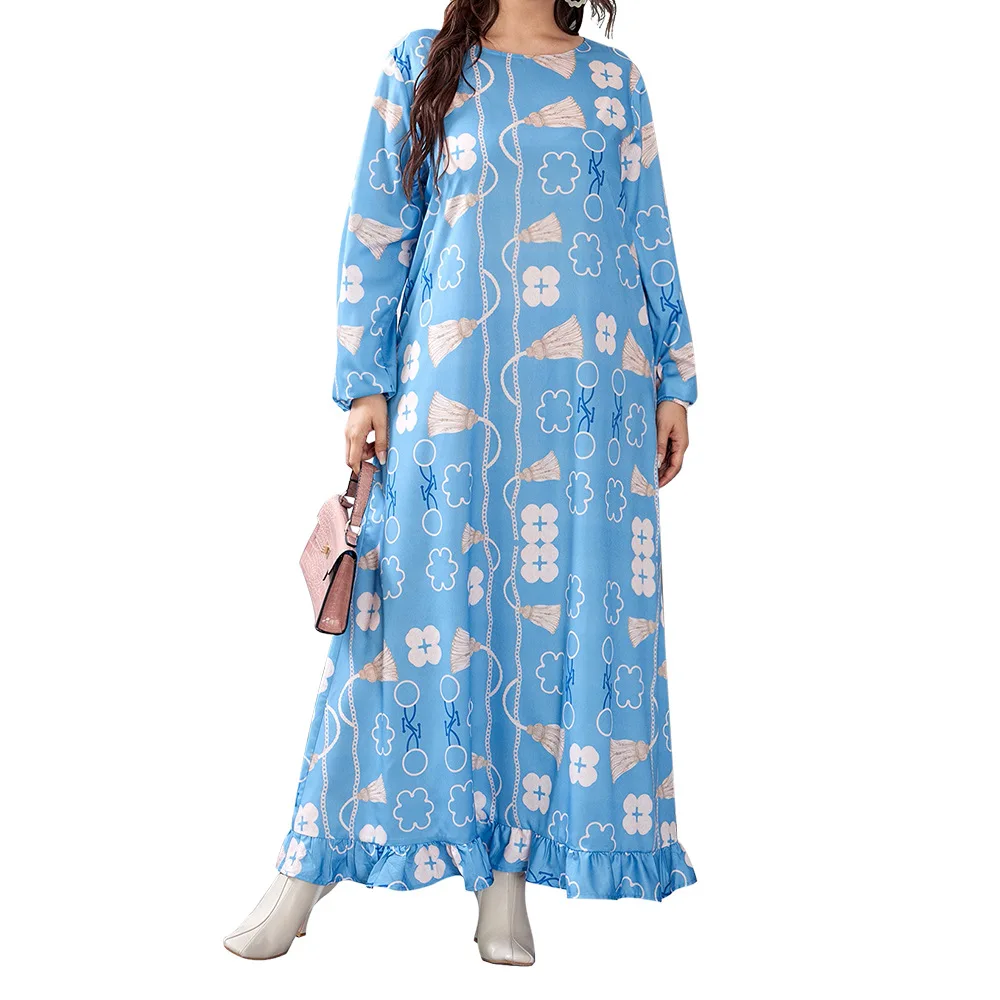 

Plus Size Print Eid Turkey Muslim Dress Women Kaftan Jubah Long Robe Abaya Hijab Vestidos Mujer Boho Islamic Clothing Mulsuman