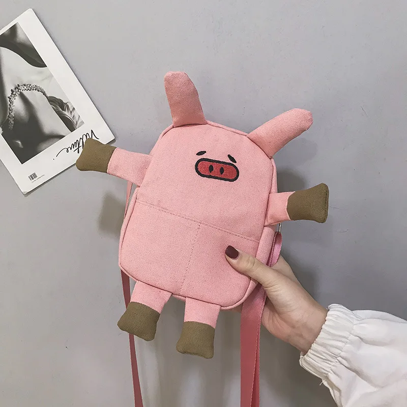 

women bag New fashion cartoon one shoulder messenger bag Canvas net red small black bag cross body bag woman shoulder bag