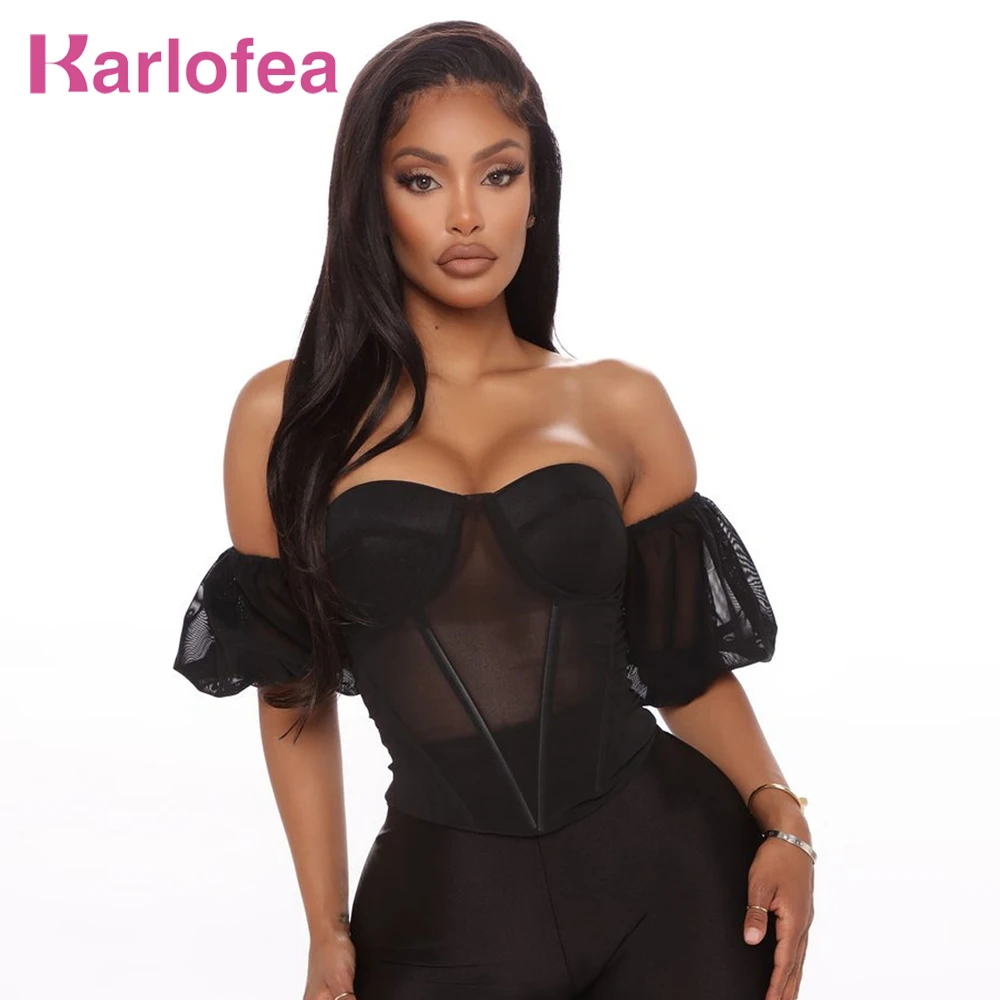 Новое бюстье Kealofea корсет с косточками блузка топы сексуальная сетчатая