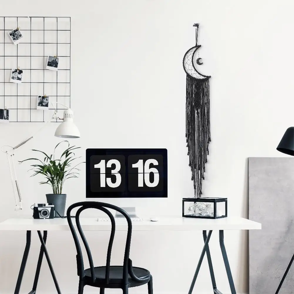 

Cotton Rope Black Moon Shape Hanging Blanket Room Wall Pendant Decoration