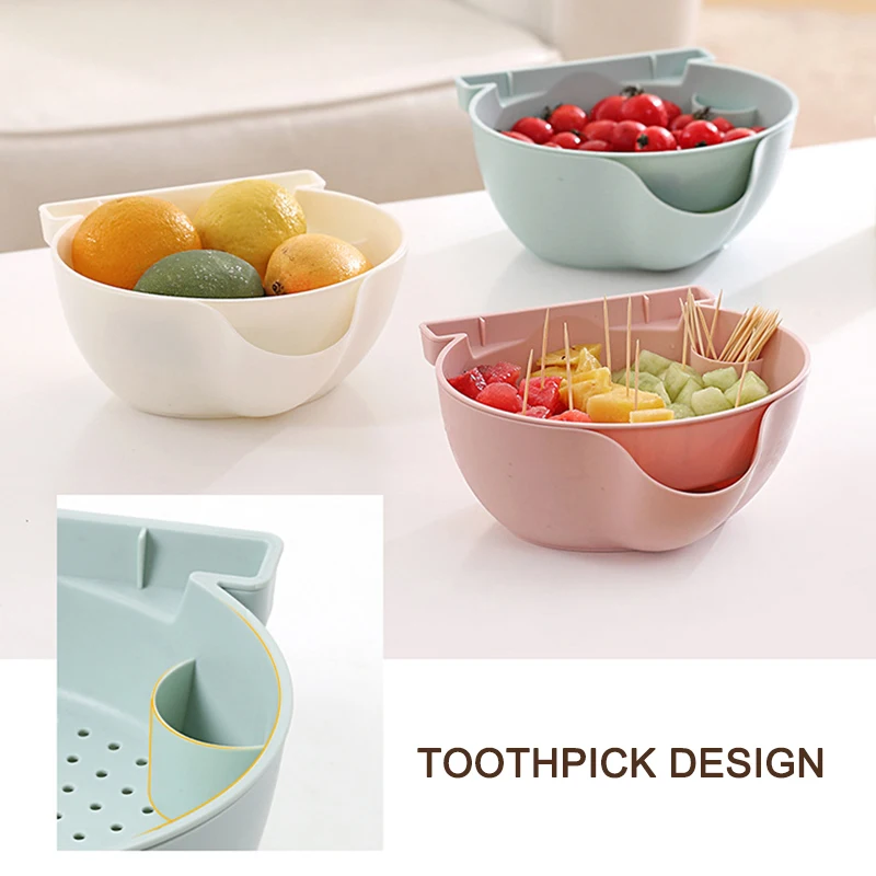 

Kitchen Silicone Double Drain Basket Bowl Washing Storage Basket Strainers Bowls Drainer Vegetable Cleaning Colander Tool