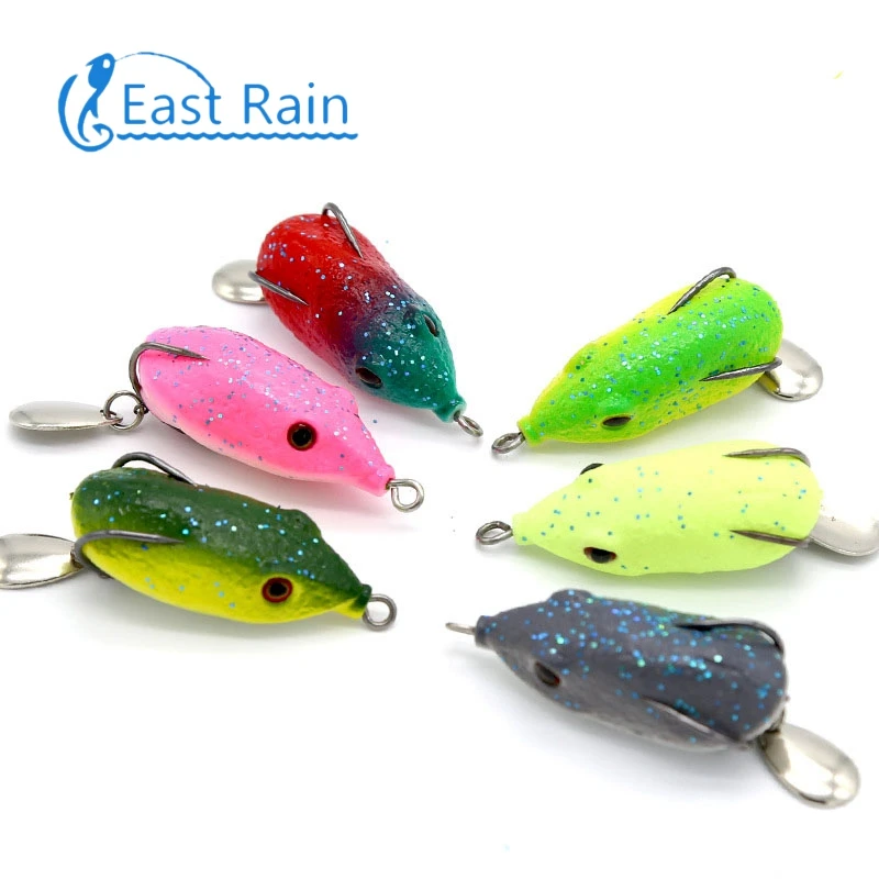 

4.5cm 7g 3pcs Topwater Floating Frog with Sequin Fishing Lure Snakehead Weedless Design Soft Bait Free Shipping