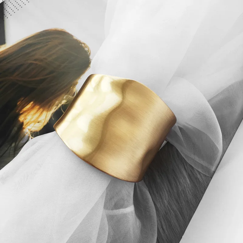 Широкие браслеты минималистский сплав золота Цвет из нержавеющей стали для