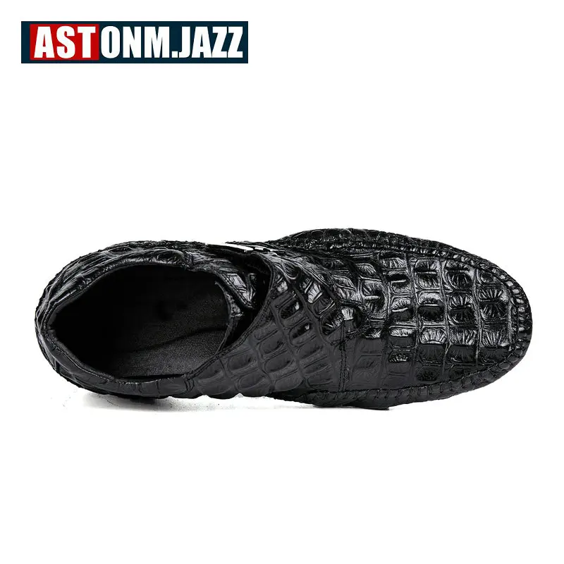 Ботильоны мокасины Мужская черная обувь из крокодиловой кожи ботинки Челси