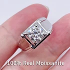 1-3CT кольцо из настоящего муассанита для мужчин, классическое простое серебро 925 пробы, цвет D-F, регулируемые обручальные кольца с изменяемым размером, ювелирные украшения