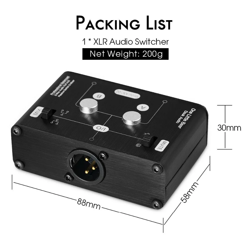Nobsound Мини 2-полосная стерео пассивный Сбалансированный XLR аудио коммутатор коробка& смеситель звуковой сплиттер