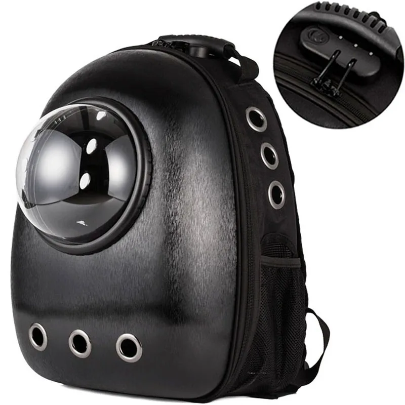 Black With Lock Высокое качество окно дышащая космическая капсула астронавт пузырь дорожная сумка транспорт переноска маленькая собака кошка переноска рюкзак для домашних животных - Цвет: Black With Lock