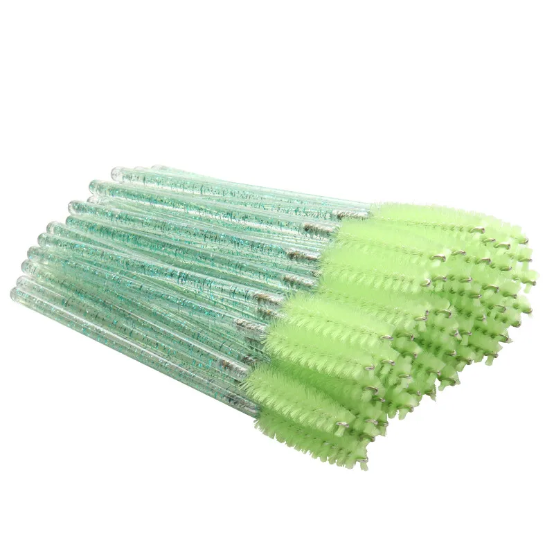 shiny green 200pcs 200/1000pcs Eyelash Brushes Makeup Brushes Disposable Mascara Wands Applicator Spoolers Eye Lashes Cosmetic Brush Makeup Tool - Handle Color: shiny green 200pcs