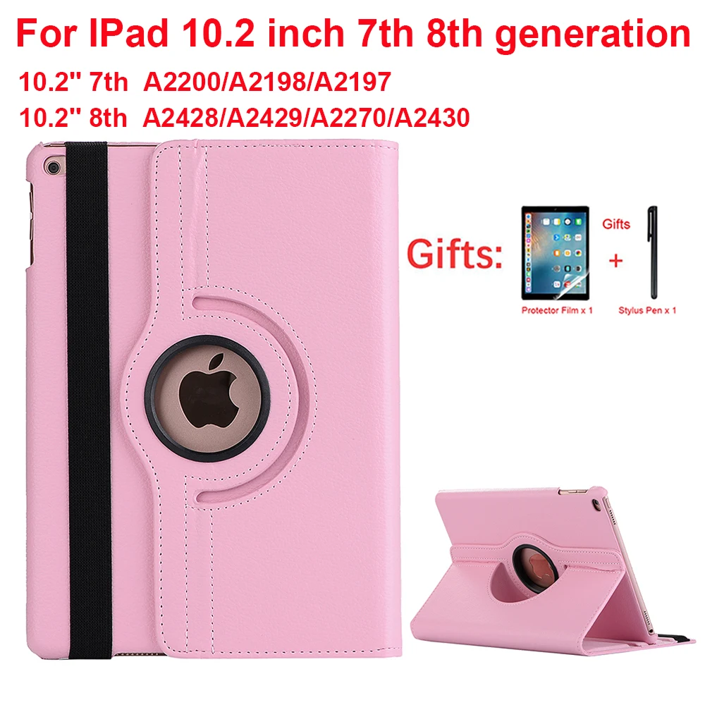 

360 Rotating PU Leather Flip Cover For iPad 10.2 2020 2019 8th 7th Stand Case Smart Funda A2270/A2428/A2428/A2429/A2200/A2198