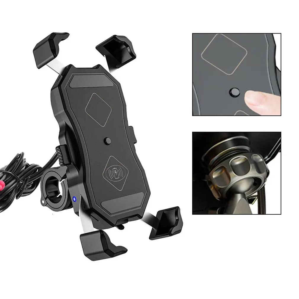 360° rotation motorcycle phone holder 15w wireless smart charger waterproof qc3 0 usb wire charging 2 in 1 navigation bracket free global shippin