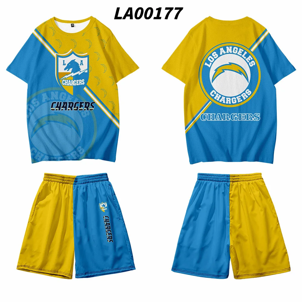 

2021 Summer Men Casual Loose Tops Tees Shirt And Shorts Set Male Short Sleeve Yellow Blue Print T-shirt Clothing