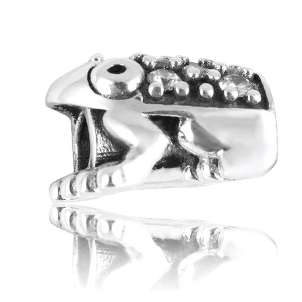 

Подходят для браслетов Pandora, браслет, ожерелье животных лягушка бусины с прозрачными камнями лягушка Подвески 100% 925 стерлингового серебра, с...