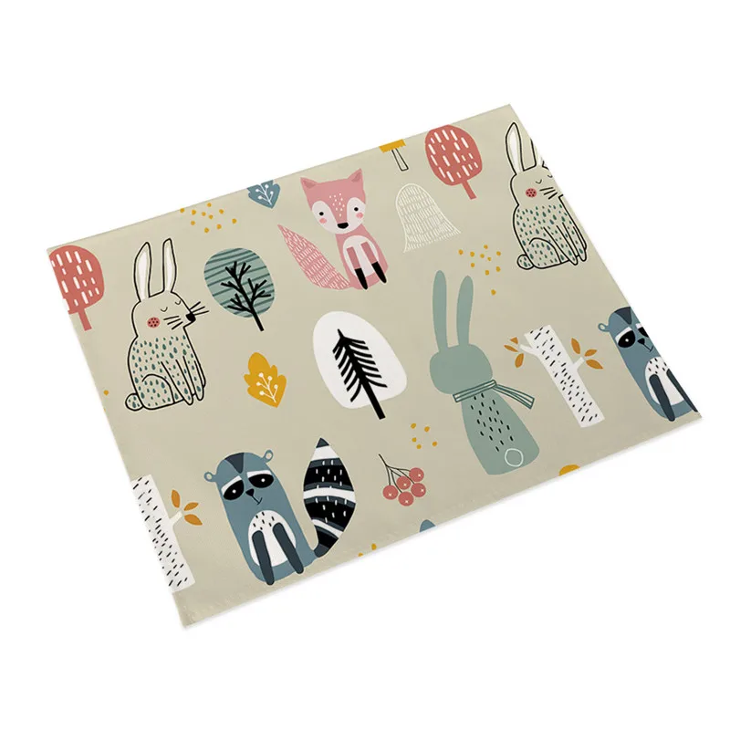 Симпатичный Лисий хлопковый льняной коврик коврики для обеденного стола