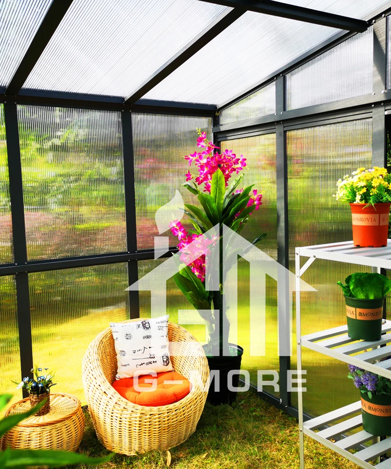 Садовая теплица с наклонной крышей и сверхпрочной алюминиевой рамой черная 9 8