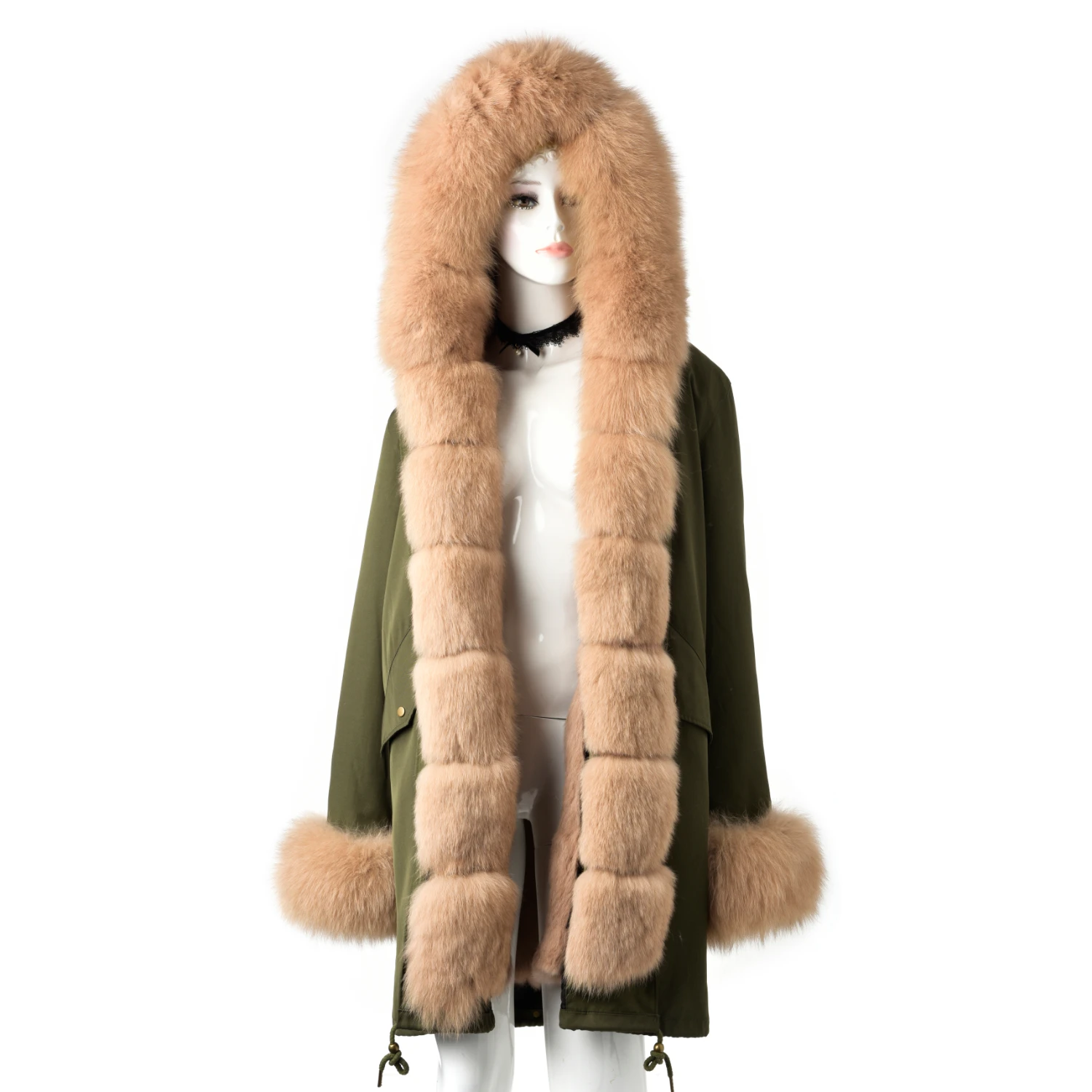 FP069 Tatyana Furclub модное пальто из натурального меха женская средней длины парка Женский Зимний натуральный пуховик с мехом лисы с капюшоном верхняя одежда парки - Цвет: FP069
