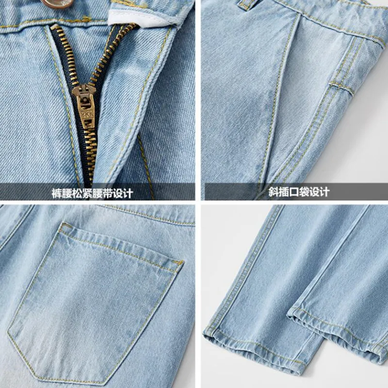 

2021Brand clothing Jeans men's straight loose hip hop Korean student Hong Kong style ankle length pants Men's Wide-legged pants