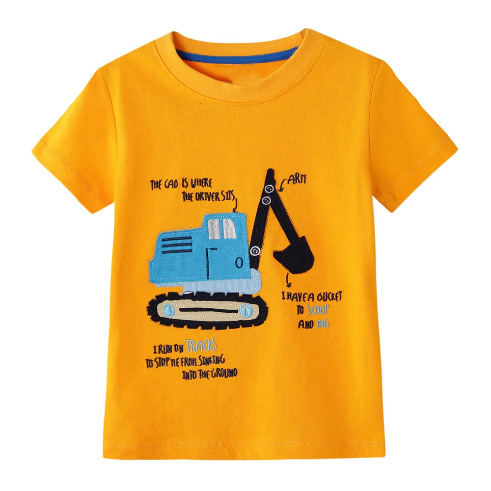 

Kids Anime Excavator Graphic Clothes Boy Summer Cute Cartoon T-shirt Free Shipping Designer Funny Tops 2-8Year Wholesale Outfits
