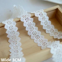 3cm wide exquisite white polyester water soluble embroidery fabric lace applique trim fringe ribbon diy aqqarel sewing material