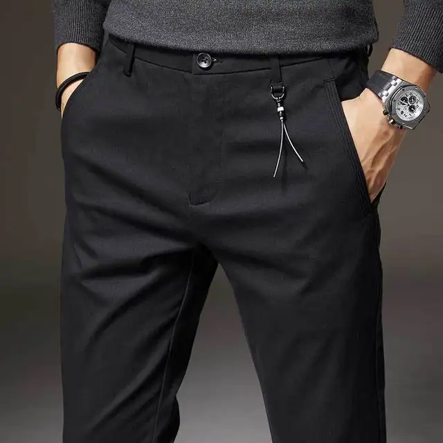 Winter New Work Pants Men's Business Casual Pants Korean Version of The Slim-fitting Tooling Trousers Trendy Calf Trousers