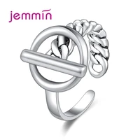 womens fashion geometry link chain adjustable ring for girls women 925 sterling silver resizable opening rings jewelry