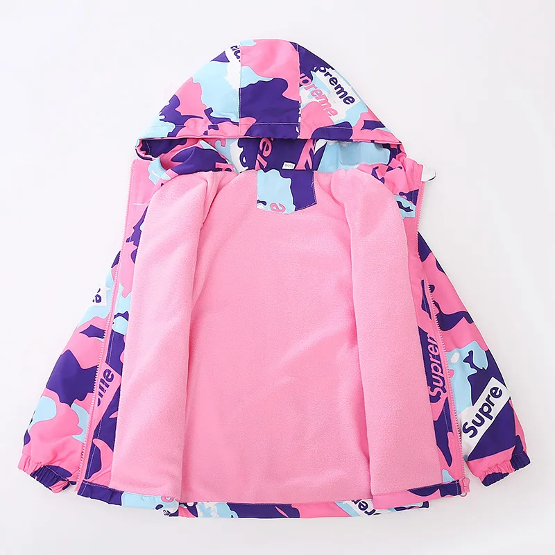 

Girls Waterproof Jacket Spring and Autumn Fashion Kids Outerwear Windproof Hooded Jackets Coats