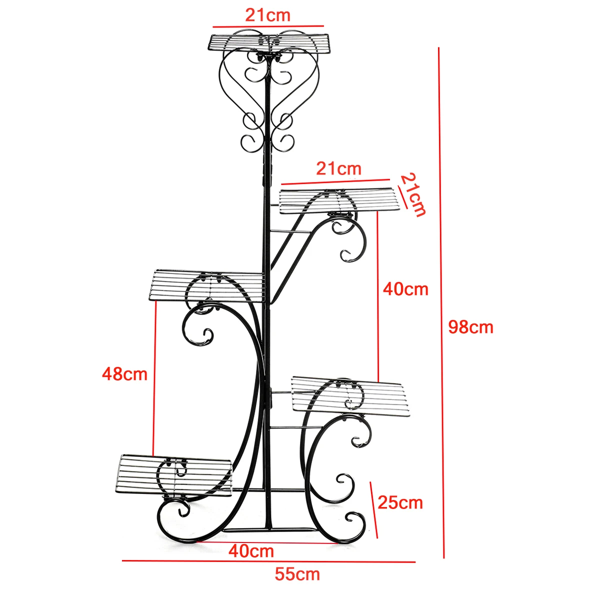 

5 Tiers Metal Flower Rack Plant Stand Flower Stand Shelves Bonsai Display Shelf Yard Garden Patio Balcony Pot Plant Stand