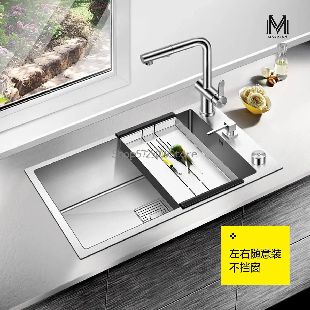 4mm Thick 304 Stainless Steel Manual Sink Left And Right Two-way Installation Kitchen Dishwashing Package | Обустройство дома