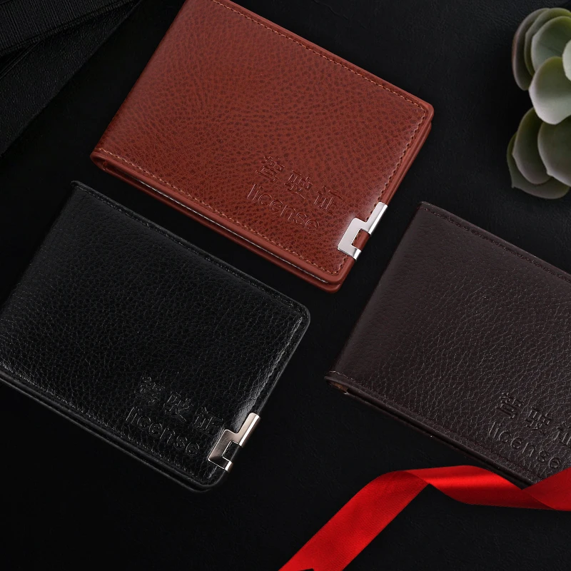 

Мужской кошелек для удостоверения личности, кожаный чехол для водительского удостоверения, кредитница, компактный модный многофункционал...