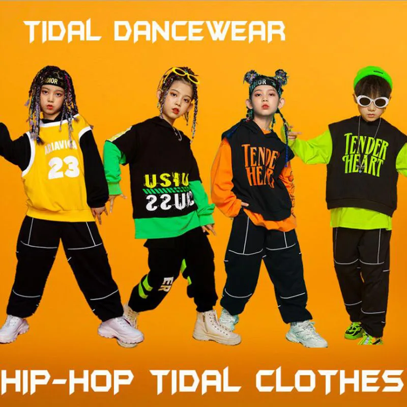 

Kids Fashion Ballroom Hip Hop dancing Outfits Sweatshirt Cargo dancing pants Jazz Dance Wear Costumes Clothes For Boys Girls