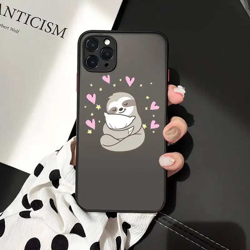 

Sloth Cute Animal Phone Case matte transparent For iphone 7 8 11 12 plus mini x xs xr pro max cover