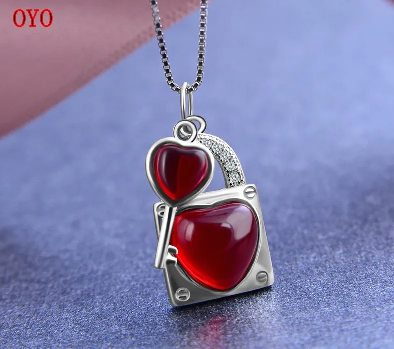 

100% s925 silver necklace pendant key heart lock elegant temperament wild super fairy fashion girl jewelry
