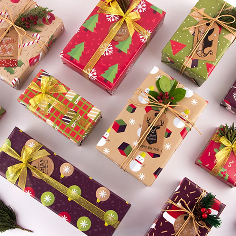 

Рождественская Крафтовая бумага, Рождественская самодельная упаковочная бумага, Рождественская подарочная упаковочная бумага, Рождестве...