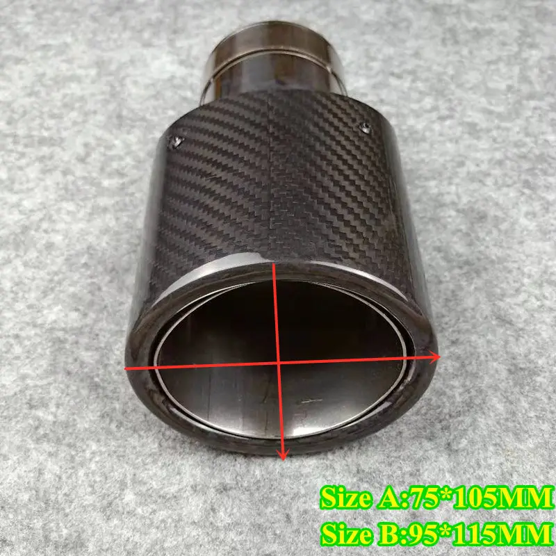 

1 Piece Glossy Oval Exhaust Pipe Outlet 75*105/95*115mm Car Universal Carbon Fiber Muffler Tip Stainless Steel Tailpipe Nozzles