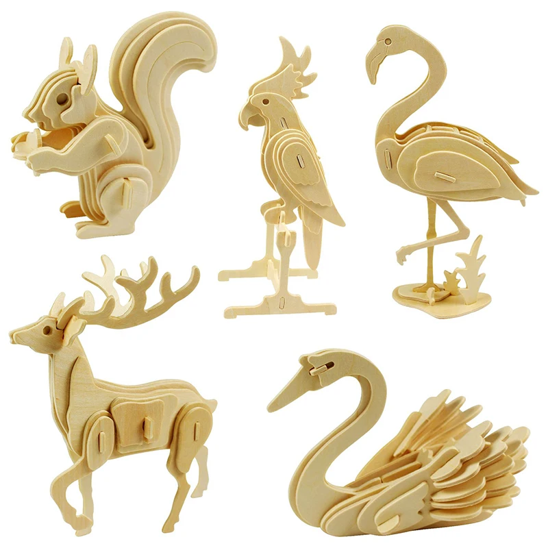 

Children's Toy Montessori Miraculous 3D Puzzle Kids Toys Building Block Animals Wooden Toys Student Puzzles Toy Model For Child