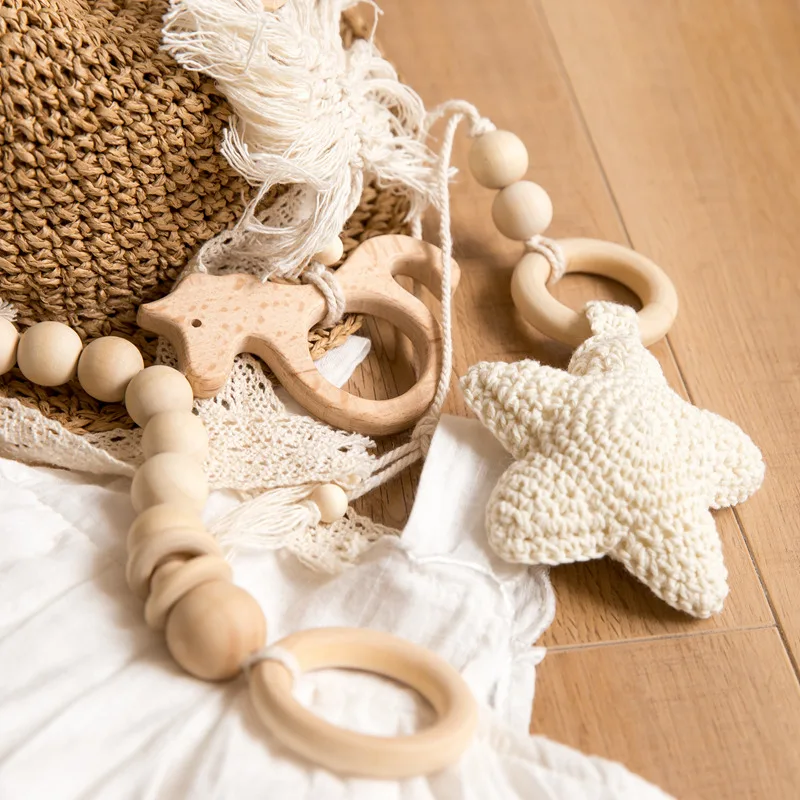 

Let's Make 1Set Wooden Rattle Baby Toys Play Gym Mobile Newborn Sensory Structure Baby Nursing Gifts Handmade Stroller Accessori