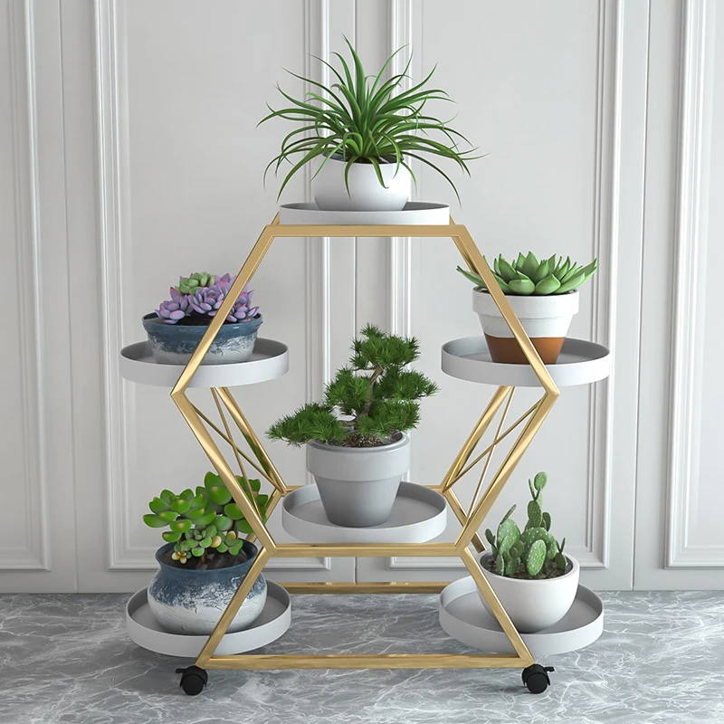 

Подставка для цветов из железа, многослойная полка для выращивания цветов в гостиной, на колесиках, для дома и балкона