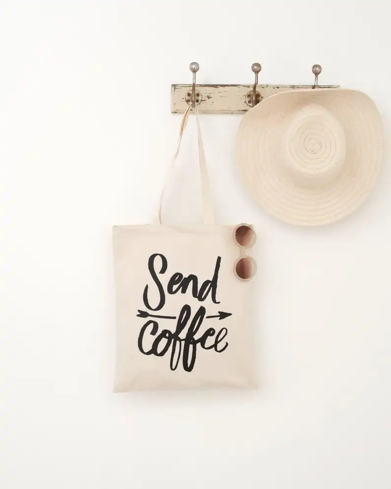 Unisex Fashion Shopping Bags Send Coffee Arrow Canvas Food Grocery Tote Reusable Bag for Life Alphabet | Багаж и сумки