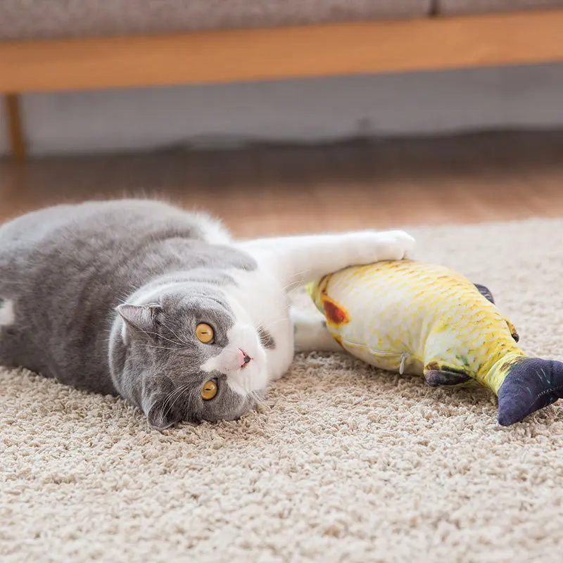 

Plush 3D Simulation Fish Pet Toy Pillow Doll Funny Cat Kitten Cute Toy Molar for Pet Cat Fish Toys Interactive