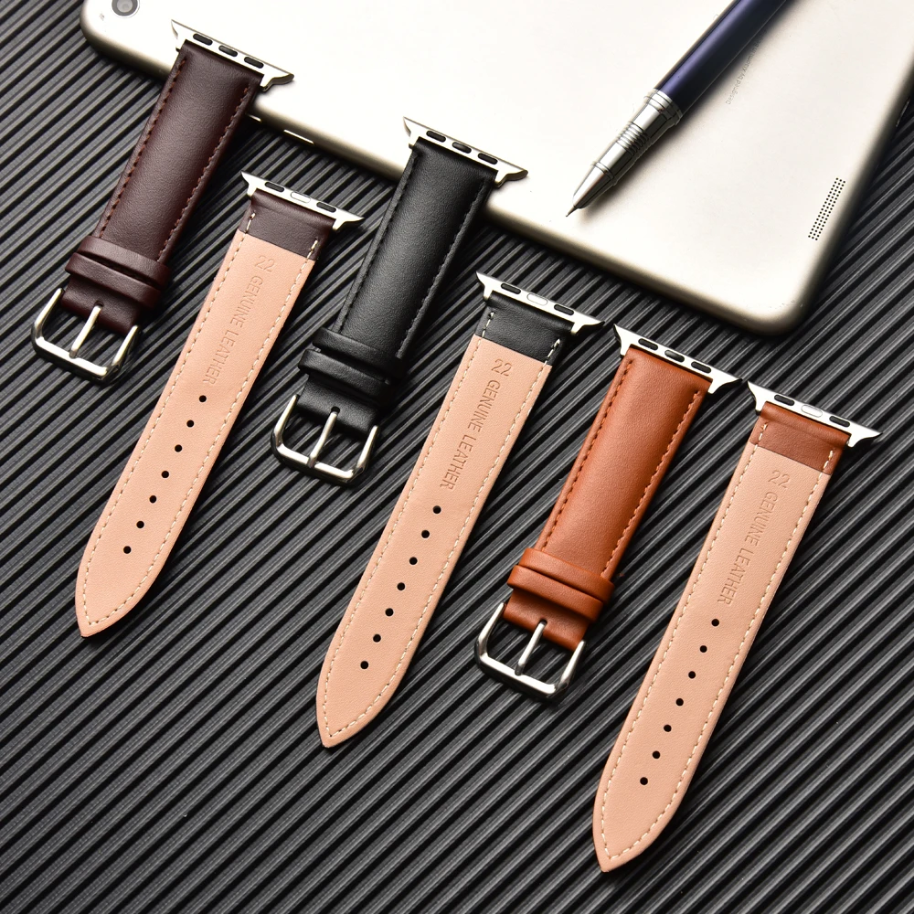 Casual Leather Band Loop Strap For Apple Watch 4 3 2 1 38mm 40mm Men Leather Watch Band for iwatch 5 44mm 42mm Bracelet