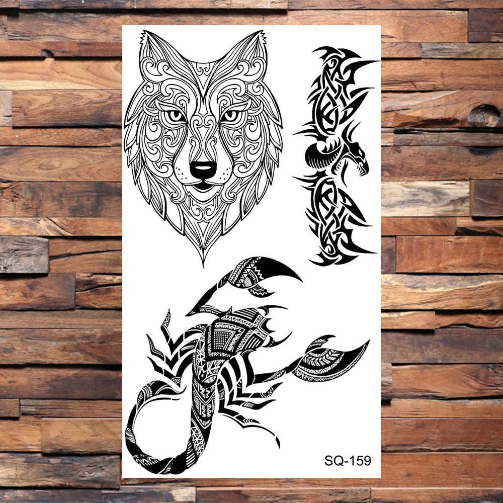 Временные татуировки хной в виде черного слона