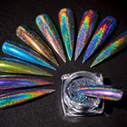 Зеркало-хамелеон, лазерная Серебряная блестящая голографическая пудра для ногтей Auroras, хромированная пигментная пыль, сделай сам