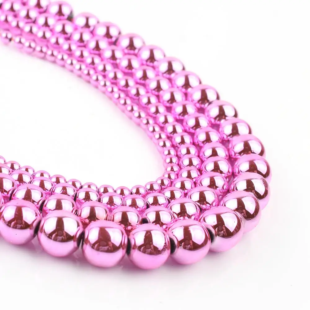 

3-10 mm 11 Color Natural Minerals Stone Beads Smooth Round Hematite Beads for Jewelry Making DIY Hanmade Bracelets Accessories