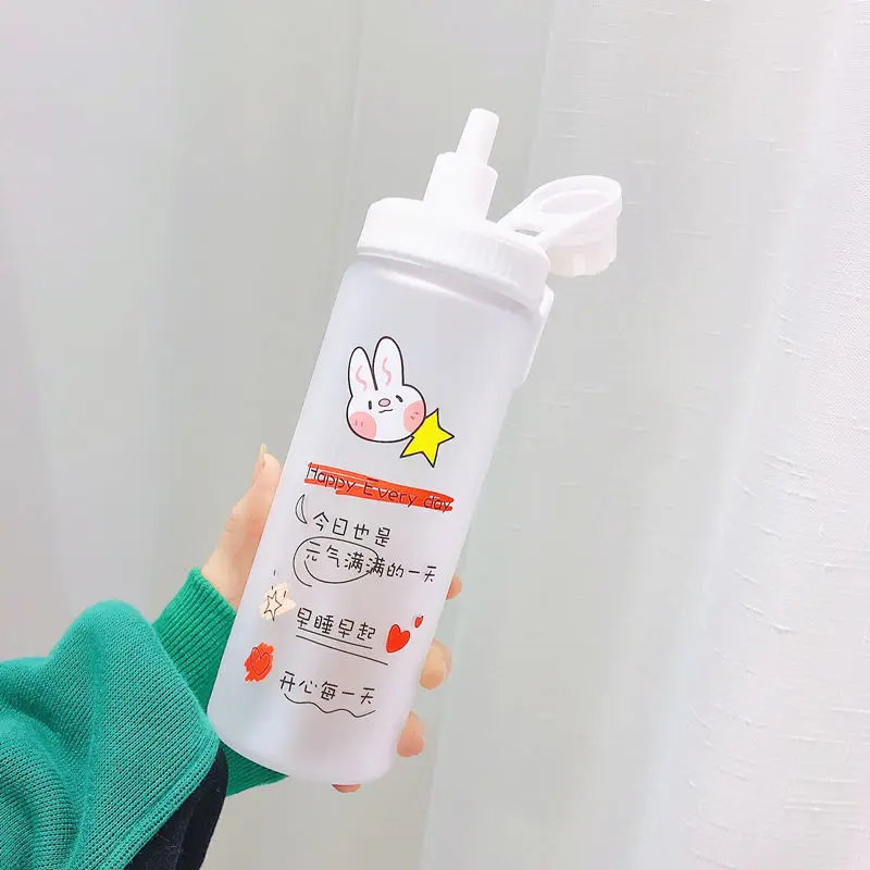 

Cute Pacifier Glass Water Bottle with Straw Creative Personality Adult Baby Nipple Bottle Portable Cup Water Bottles for Girls B