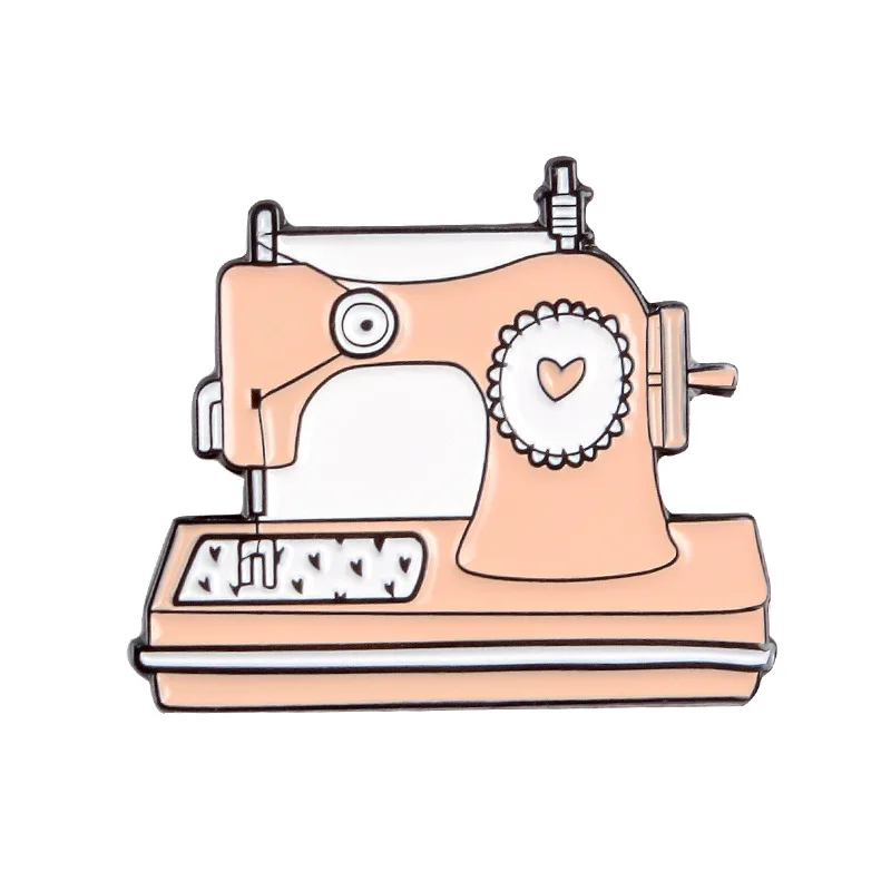 New Commemorative Edition Sewing Machine Brooch Fashion Personality Pink Girl Missing Edition Sewing Machine Gift Badge Denim Cl - Окраска металла: XZ1265