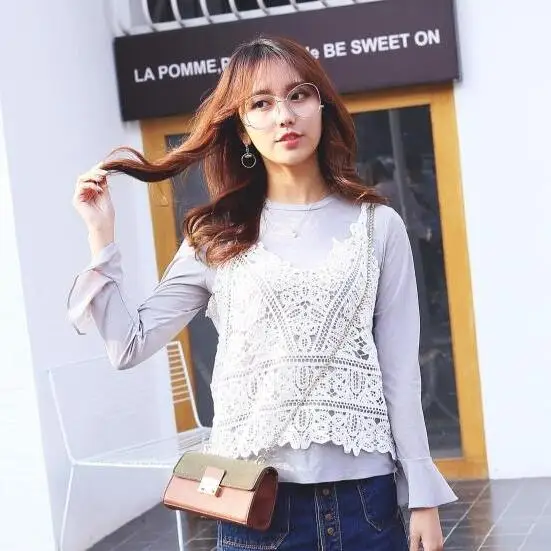 Пикантные Короткие топы 2020 новые женские вязаные кроп-топы кружевной полый