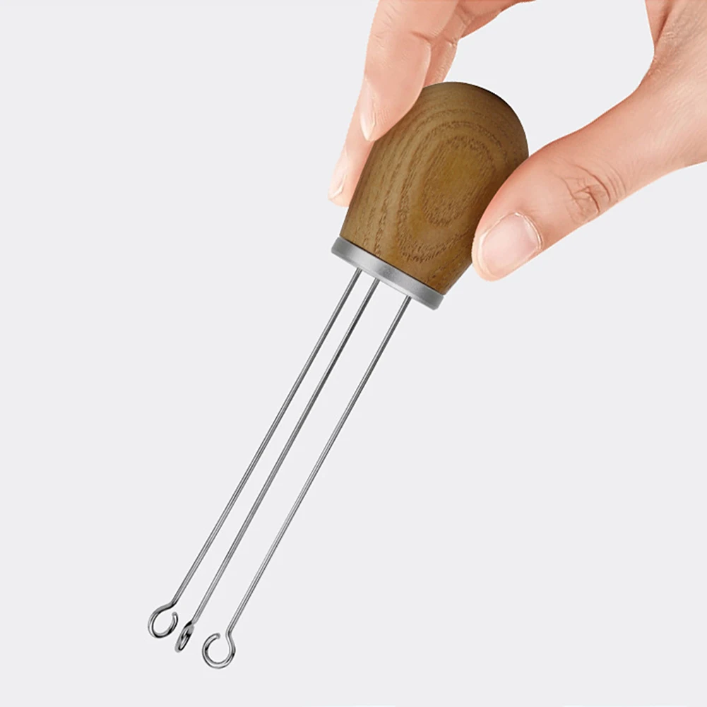 

Solid Wood Handle Coffee Needle Distributor Tamper Leveler Tool Non-slip Coffee Powder Dispenser Agglomerate Breaker