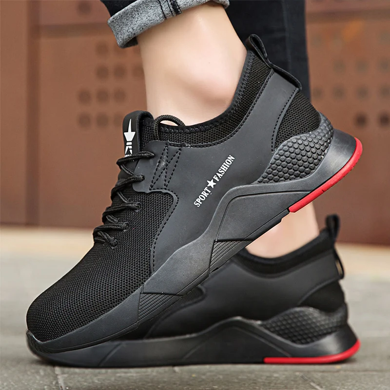 

SANSOM Safety Shoes For Men Winter Fur Lining Work Shoes Steel Toe Anti-smashing Shoe Male Construction Work Mesh Sneakers
