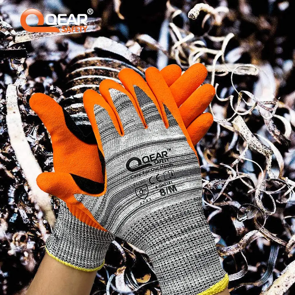 Одна пара перчаток для защиты от порезов, уровень 5, покрытие из нитриловой пенорезины, многофункциональные для работы с механизмами, стеклом и стальными пластинами.