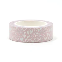 new 1pc silver foil hearts washi tape japanese rice paper diy planner scrapbooking adhesive masking tape 1 5cm10m stationery
